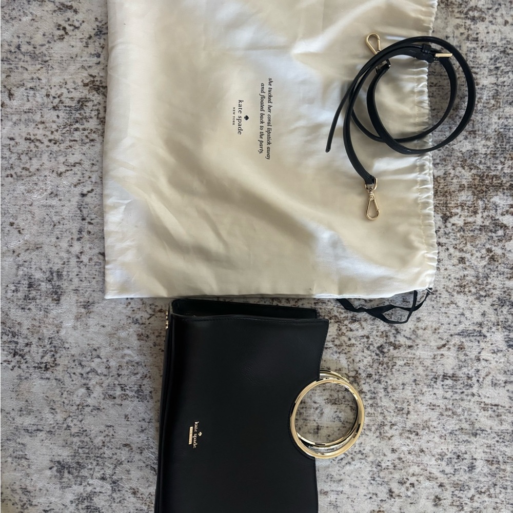 Kate Spade Black Wristlet with Gold Ring